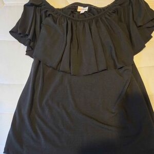 LuLaRoe Black Ruffle Off-Shoulder Blouse